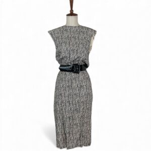 Vintage 80s 90s Printed Sheath Dress Women’s M Crew Neck Sleeveless Blouson